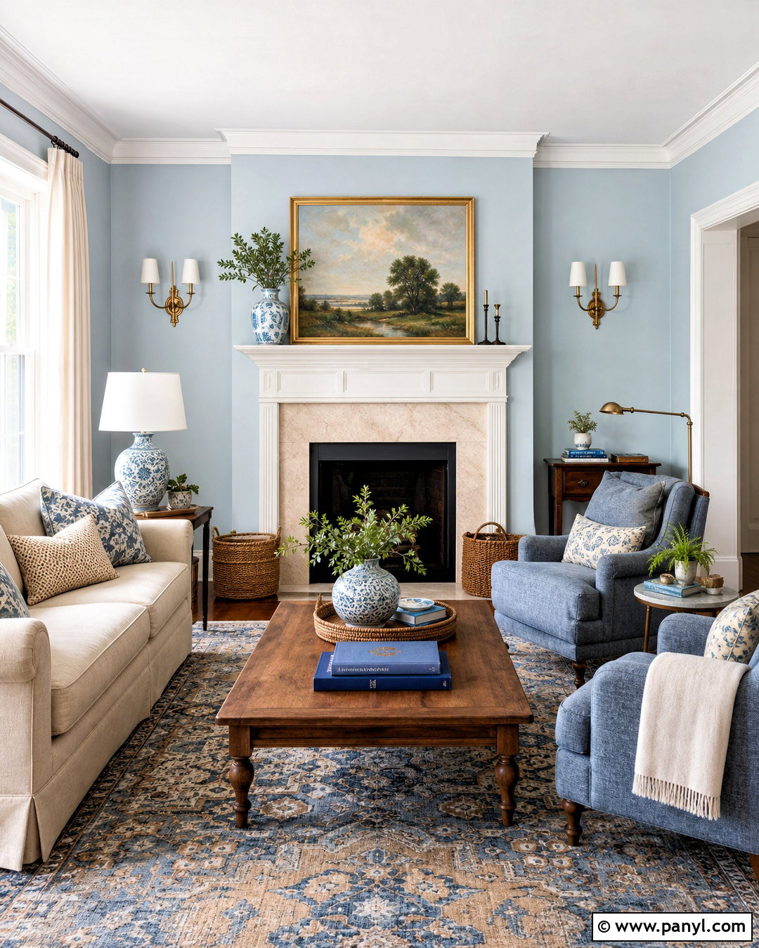 Light Blue Living Room With Fireplace - 20 light blue living room ideas