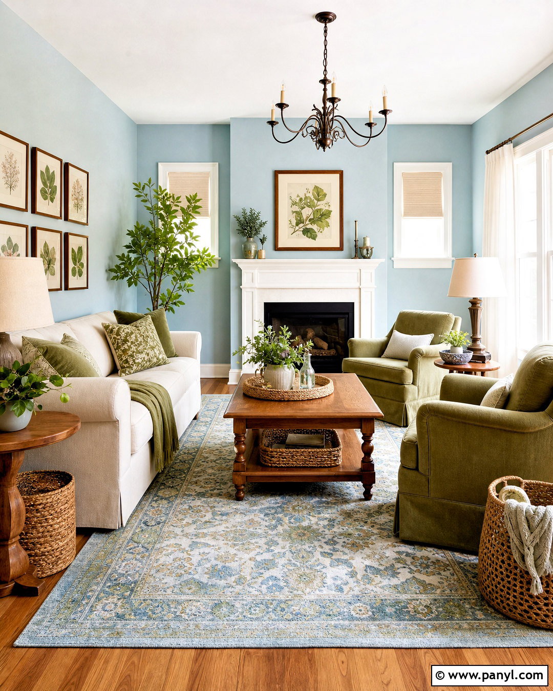 Light Blue Living Room With Green Accents - 20 light blue living room ideas