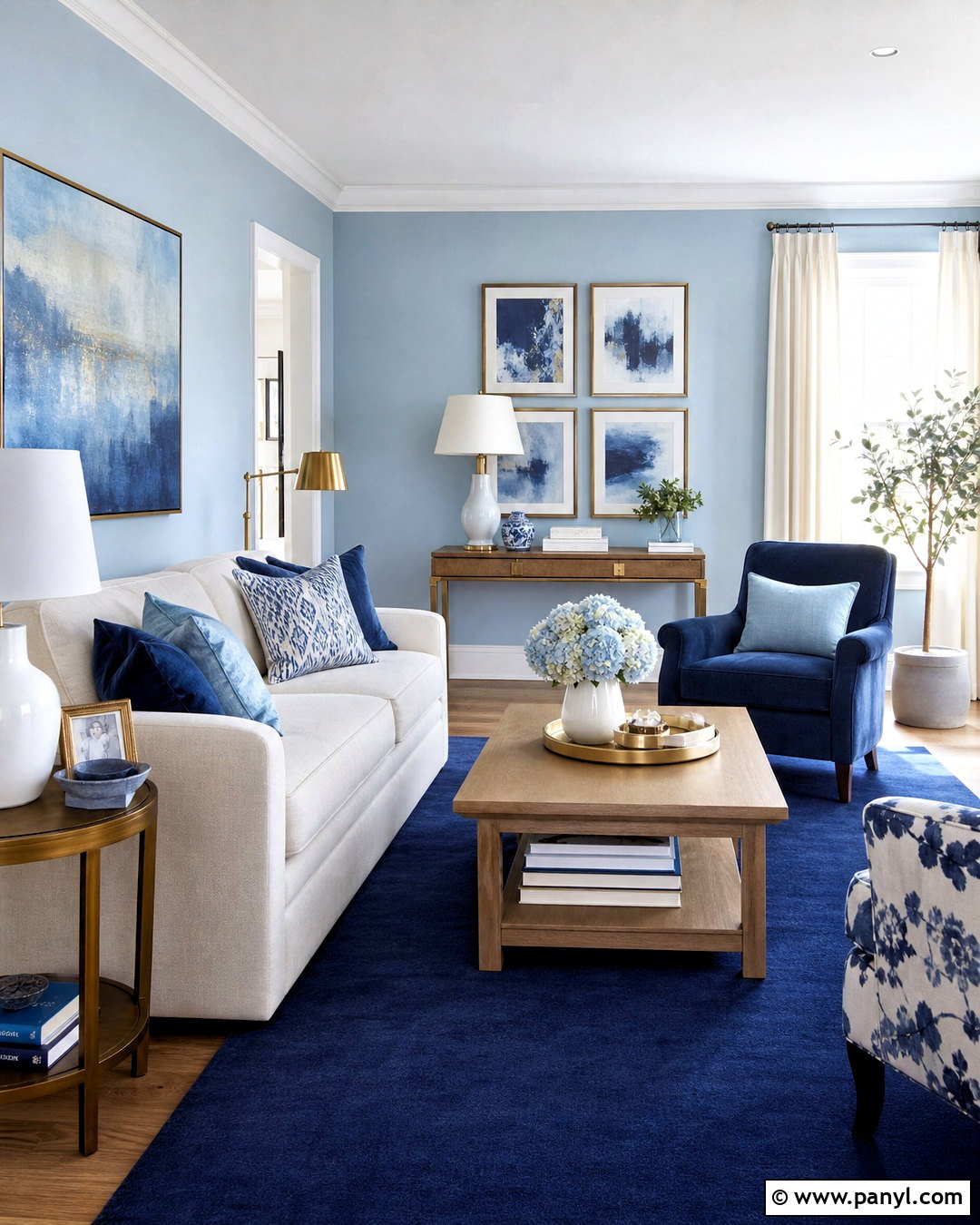 Light Blue Living Room With Navy Accents - 20 light blue accent wall living room ideas