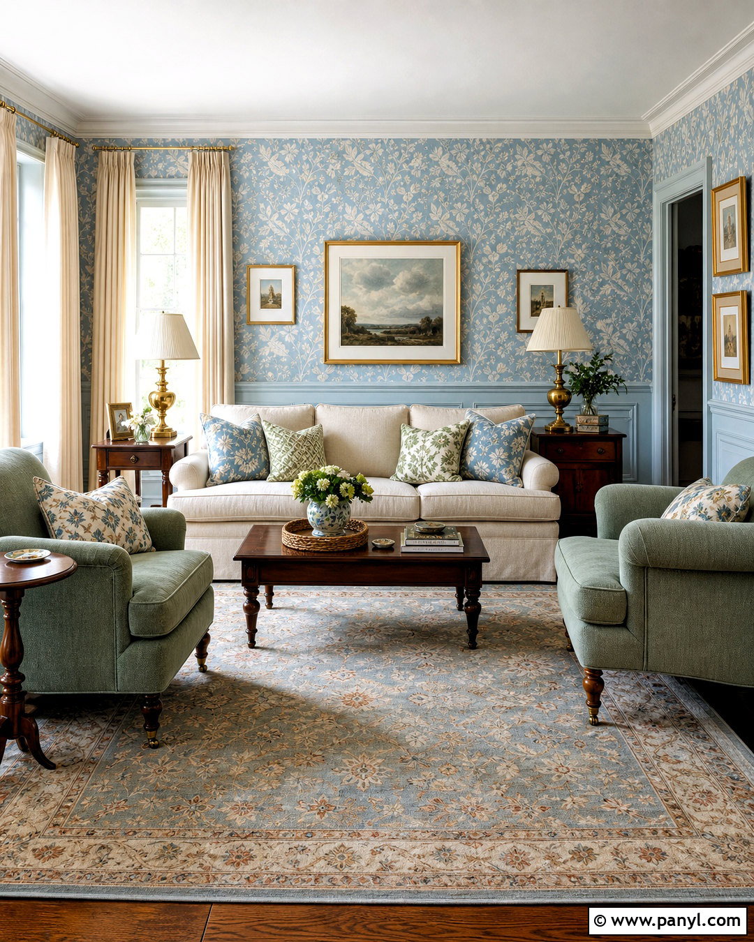 Light Blue Living Room With Wallpaper - 20 light blue living room ideas