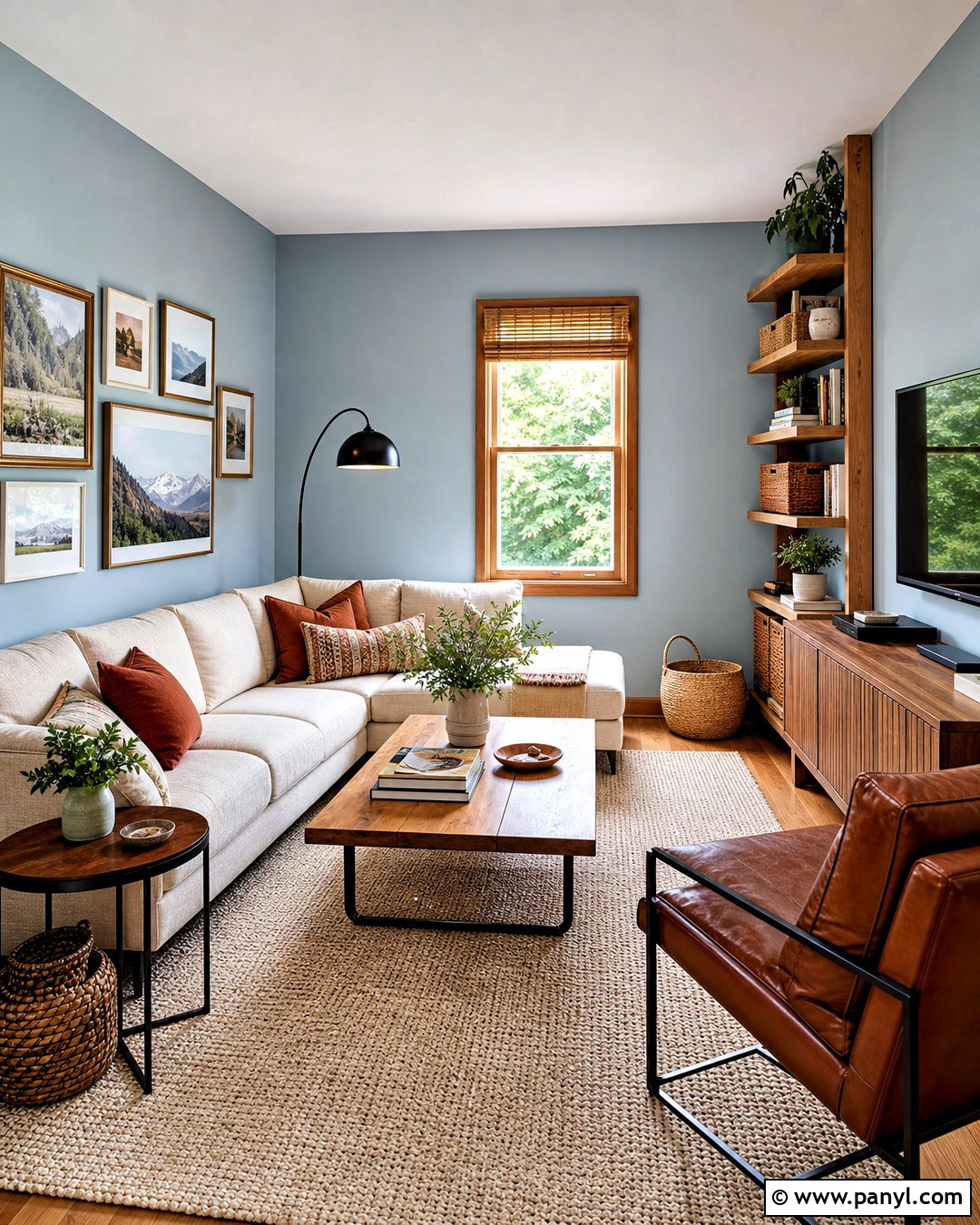 Light Blue Living Room With Warm Wood - 20 light blue living room ideas