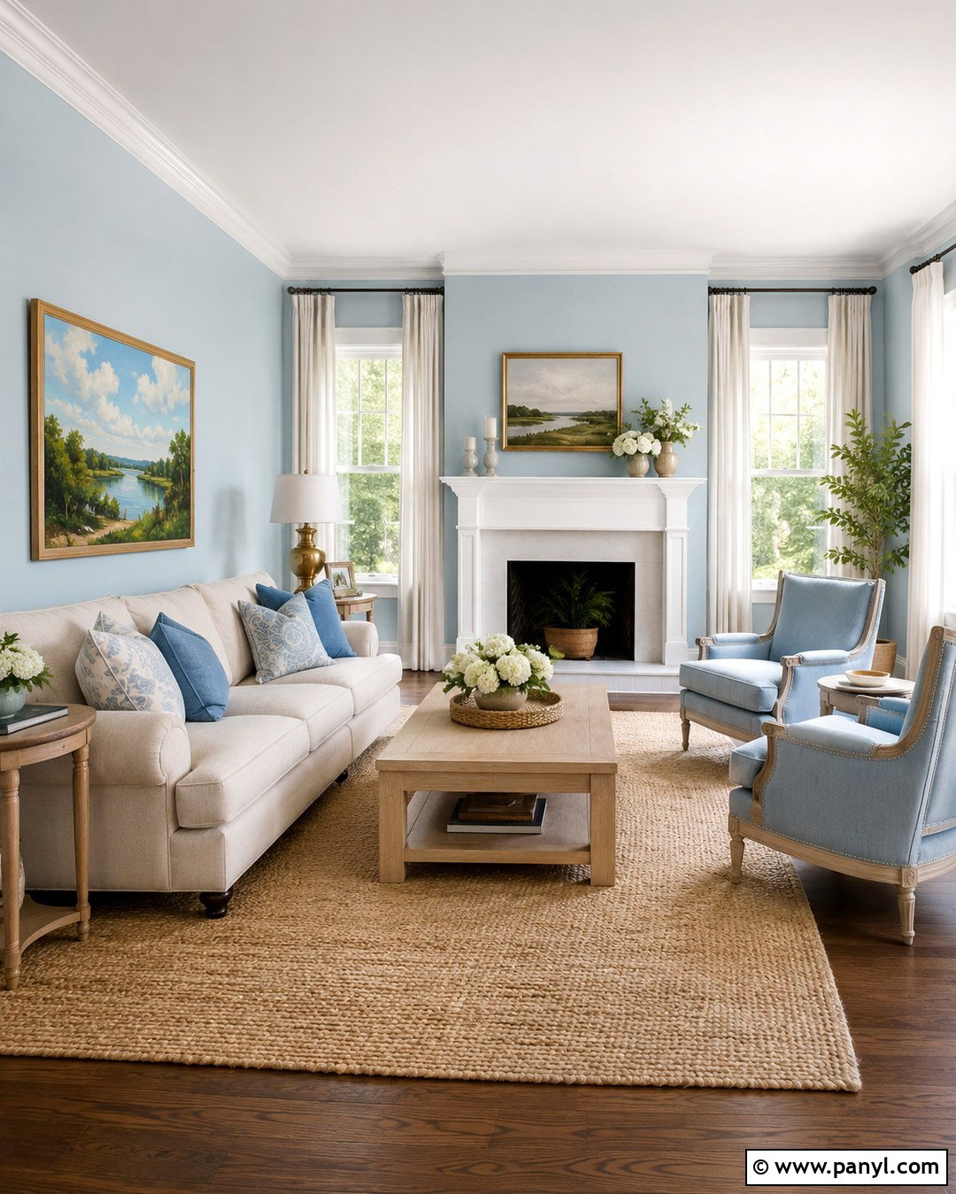 Light Blue Living Room With White Trim - 20 Blue Wall White Trim Ideas
