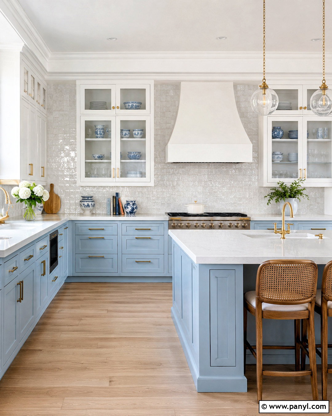 Light Blue Lower Cabinets And White Upper Cabinets - 20 light blue and white kitchen ideas