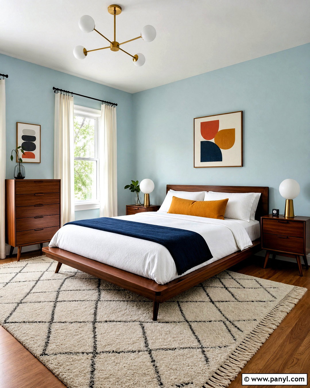 Light Blue Midcentury Modern Bedroom - 20 light blue wall bedroom ideas