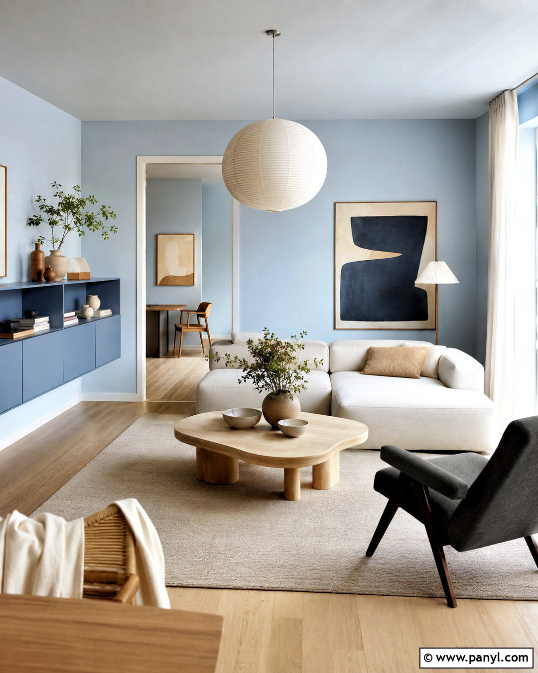 Light Blue Minimalist Apartment - 20 light blue interior design ideas