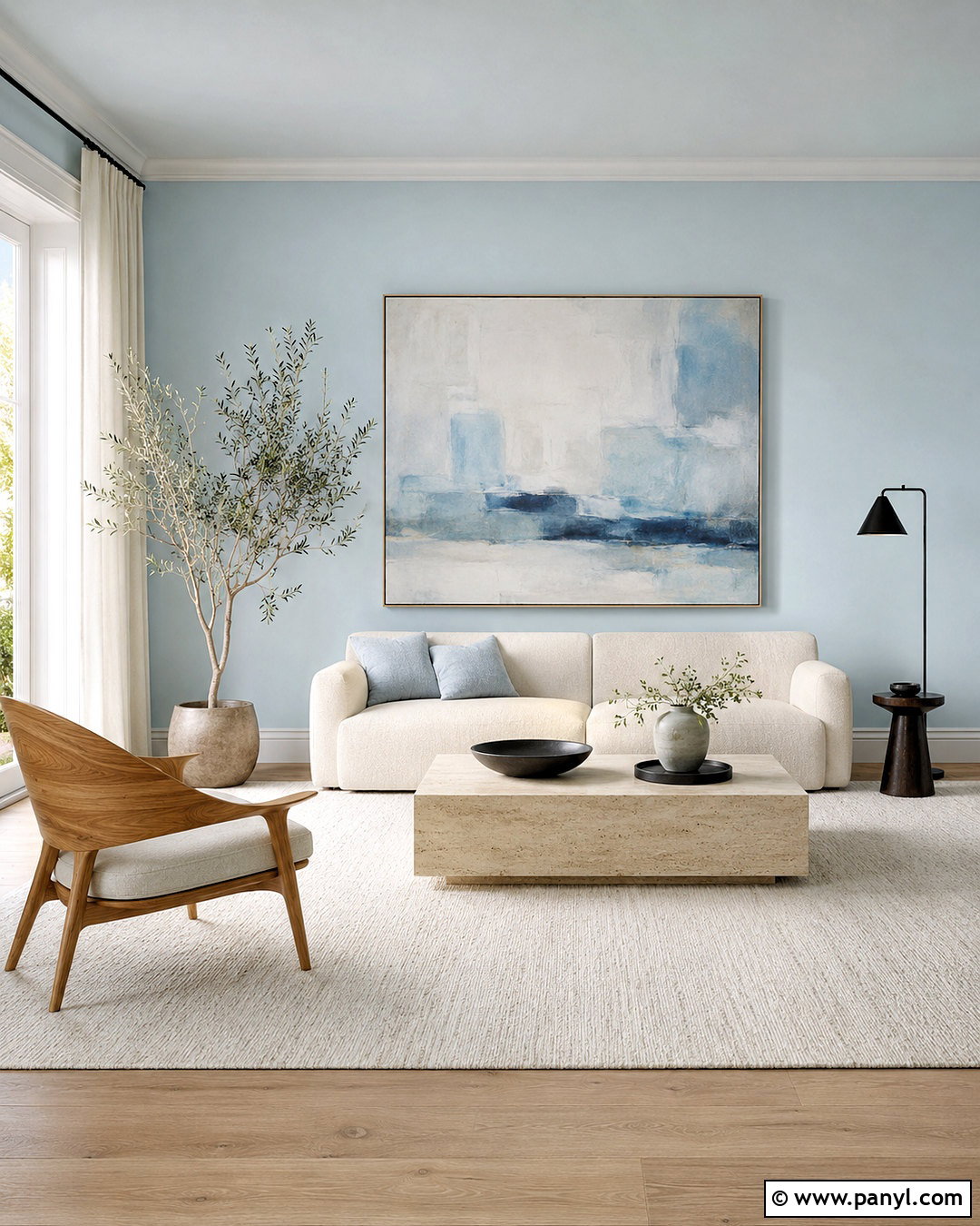 Light Blue Minimalist Living Room - 20 light blue rooms