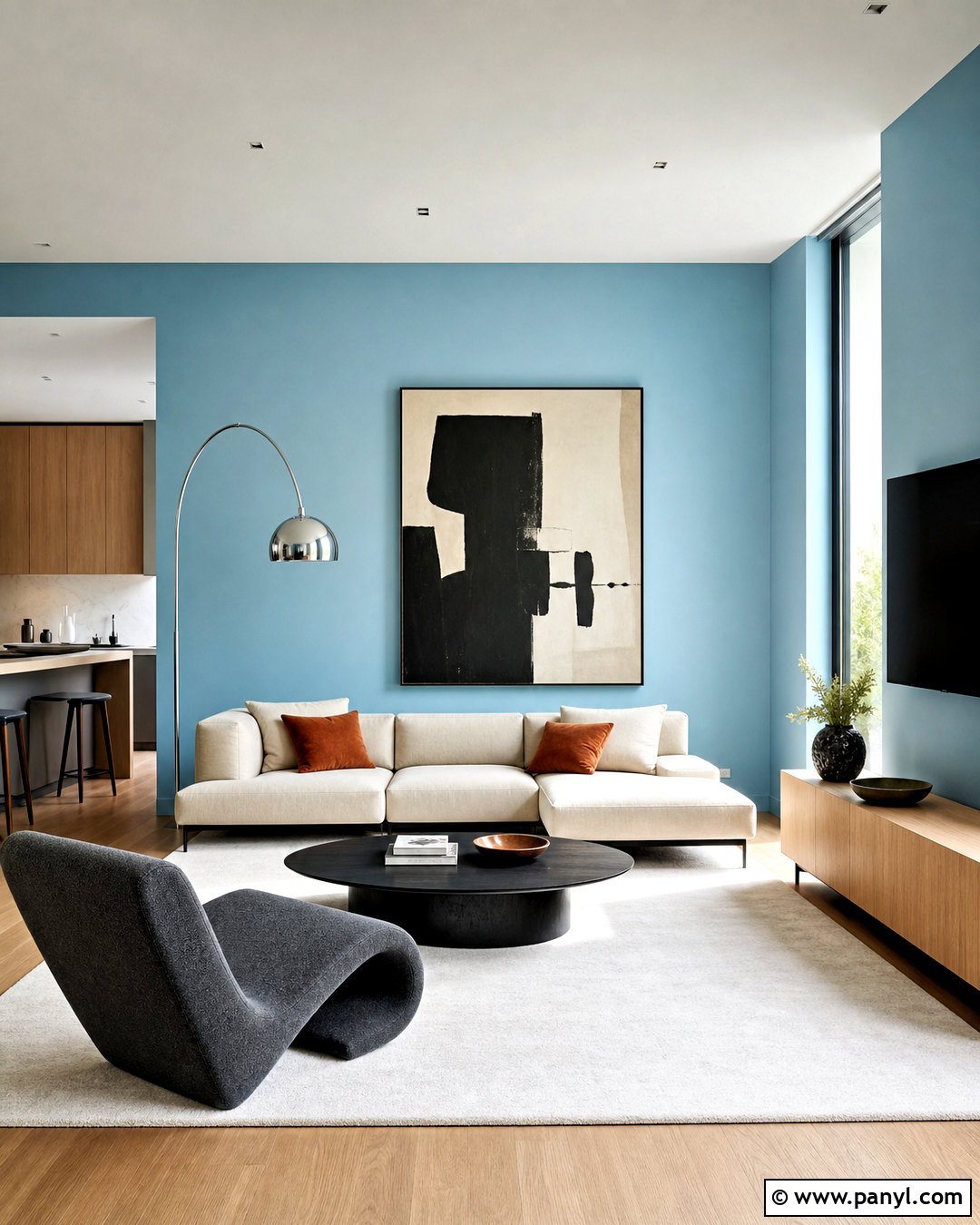 Light Blue Modern Living Room - 20 light blue accent wall living room ideas