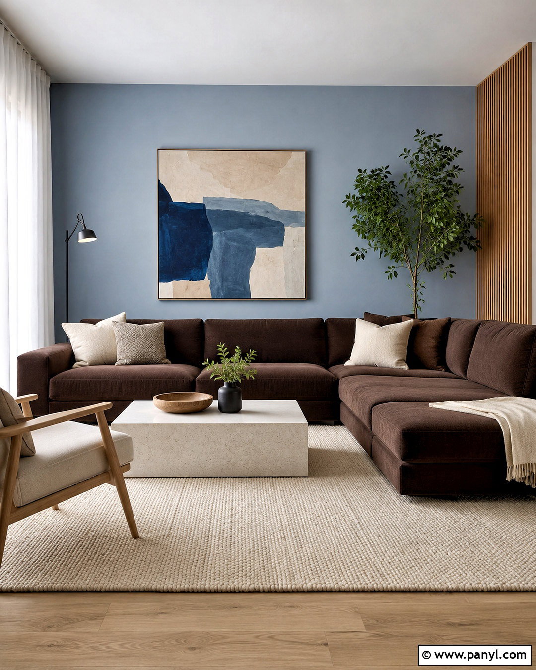 20 Light Blue Walls Brown Furniture Ideas for a Balanced Room