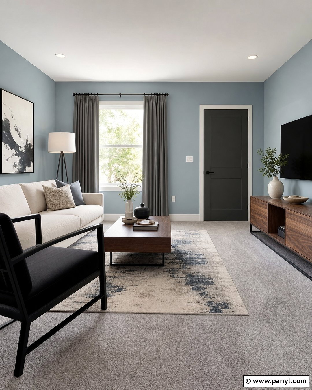 Light Blue Modern Room With Grey Carpet - 20 Light Blue Walls Grey Carpet Ideas
