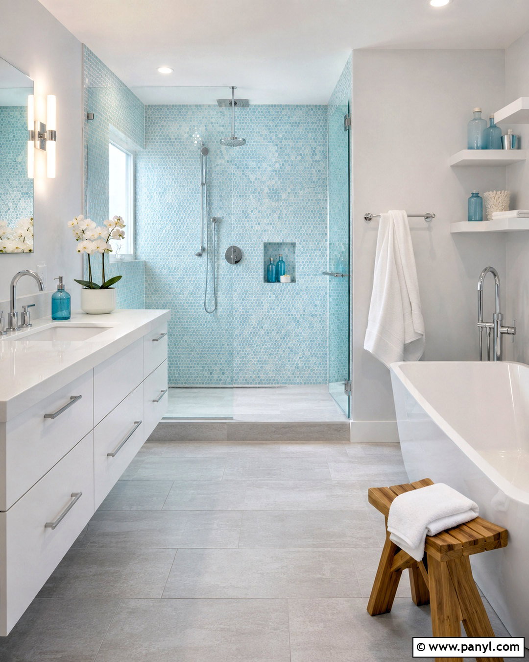 Light Blue Mosaic Tile Bathroom - 20 light blue and white bathroom ideas