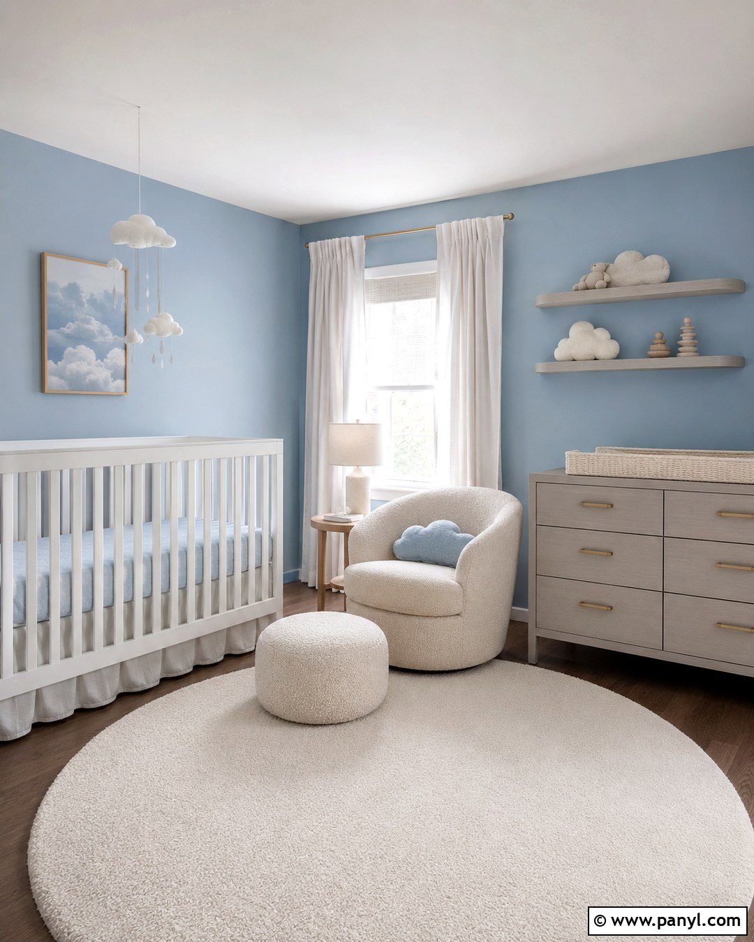 Light Blue Nursery Walls With Cloud Decor - 20 Nursery Light Blue Walls