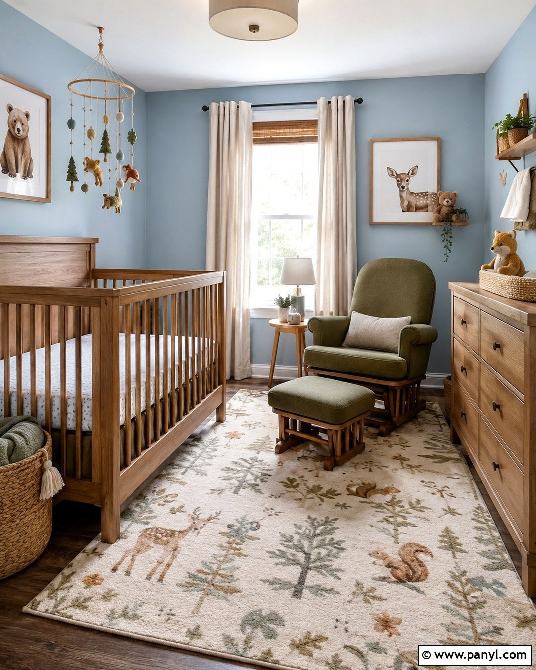 Light Blue Nursery Walls With Woodland Decor - 20 Nursery Light Blue Walls
