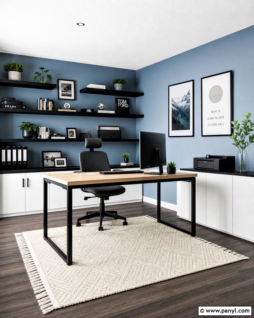 Light Blue Office Walls With Black Accents - 20 light blue office walls