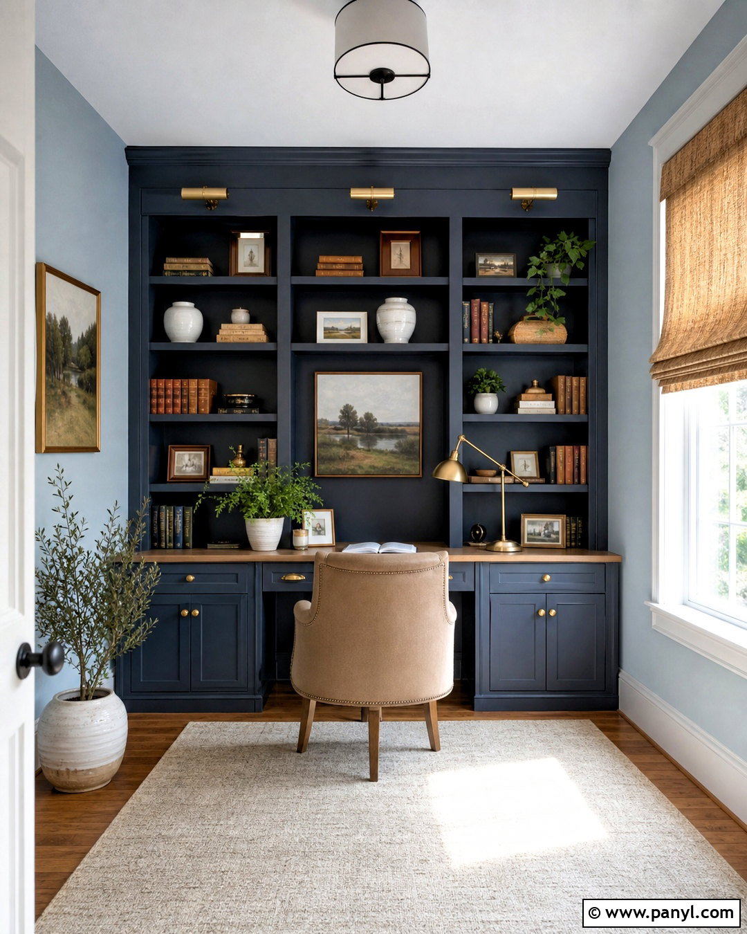 Light Blue Office Walls With Blue Built-Ins - 20 light blue office walls
