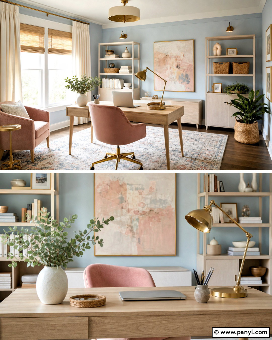 Light Blue Office Walls With Blush Accents - 20 light blue office walls