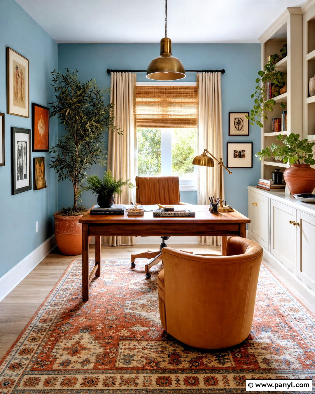 Light Blue Office Walls With Terracotta Accents - 20 light blue office walls