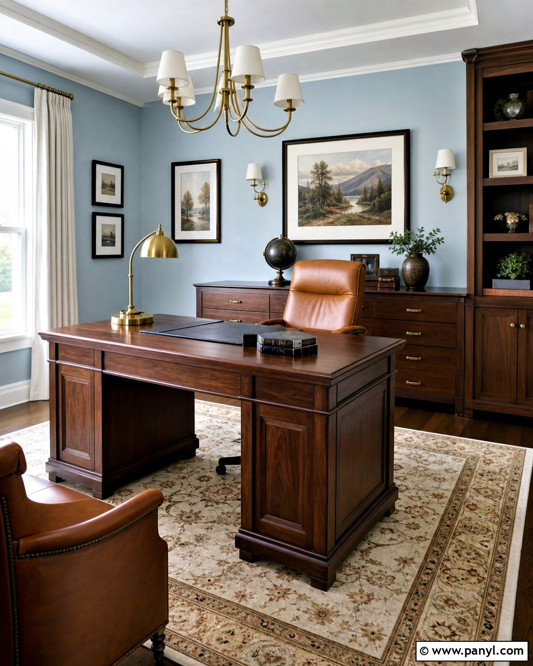 Light Blue Office Walls With Walnut And Brass - 20 light blue office walls