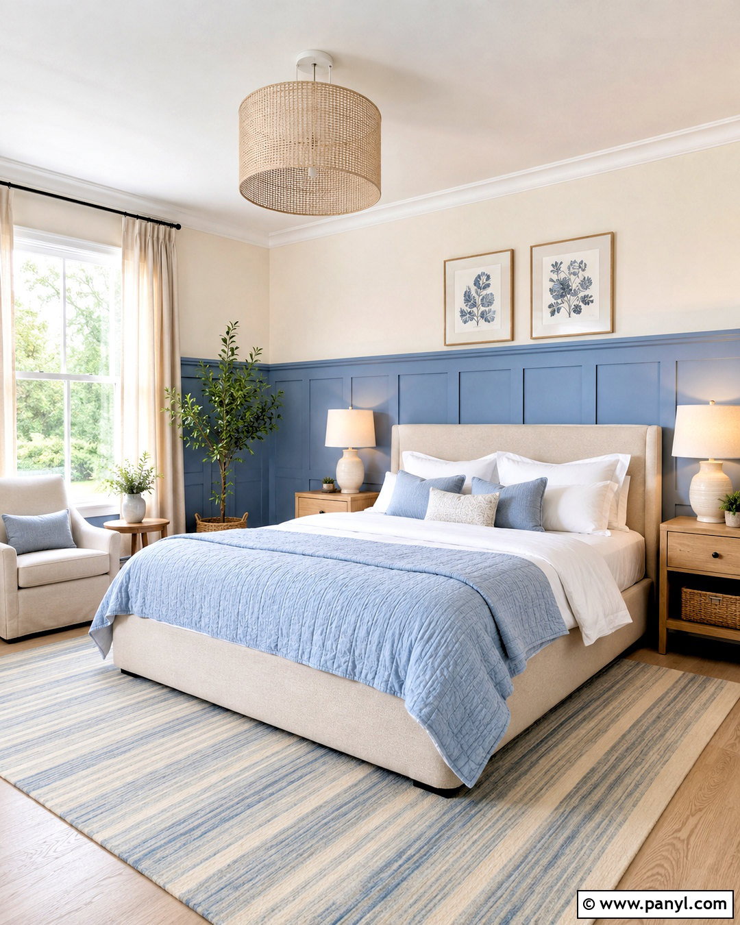 Light Blue Panelling Bedroom - 20 blue panelling ideas