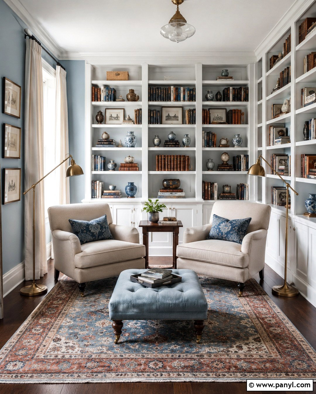 Light Blue Reading Room With Dark Wood Floors - 20 Light Blue Walls Dark Wood Floor Ideas