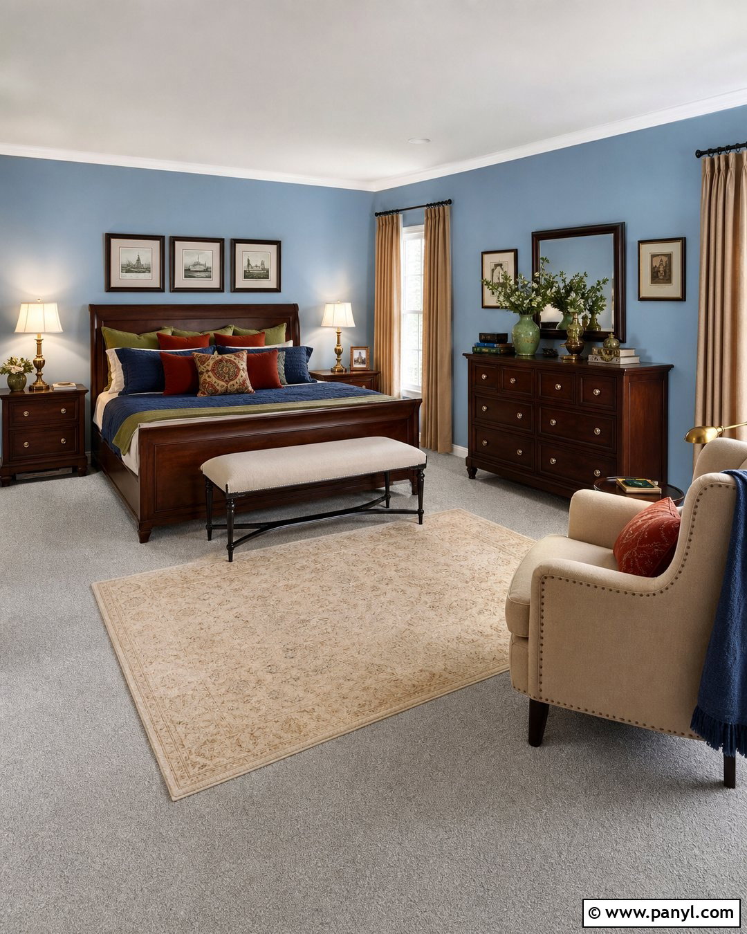 Light Blue Room With Dark Wood Furniture - 20 Light Blue Walls Grey Carpet Ideas