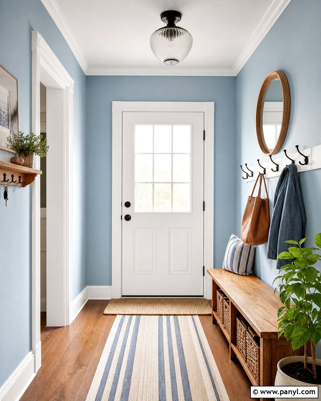 Light Blue Satin Entryway Walls - 30 satin paint on walls