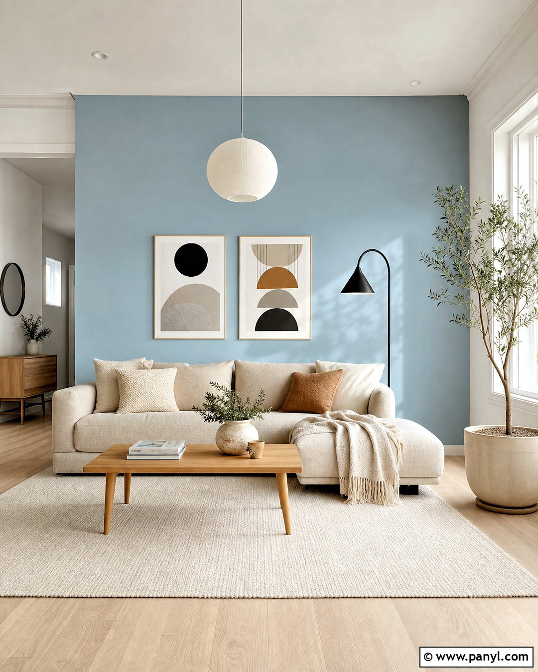 Light Blue Scandinavian Living Room - 20 light blue accent wall living room ideas