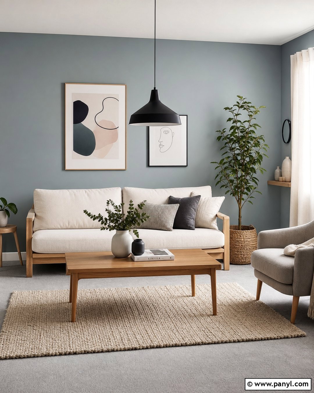 Light Blue Scandinavian Room With Grey Carpet - 20 Light Blue Walls Grey Carpet Ideas