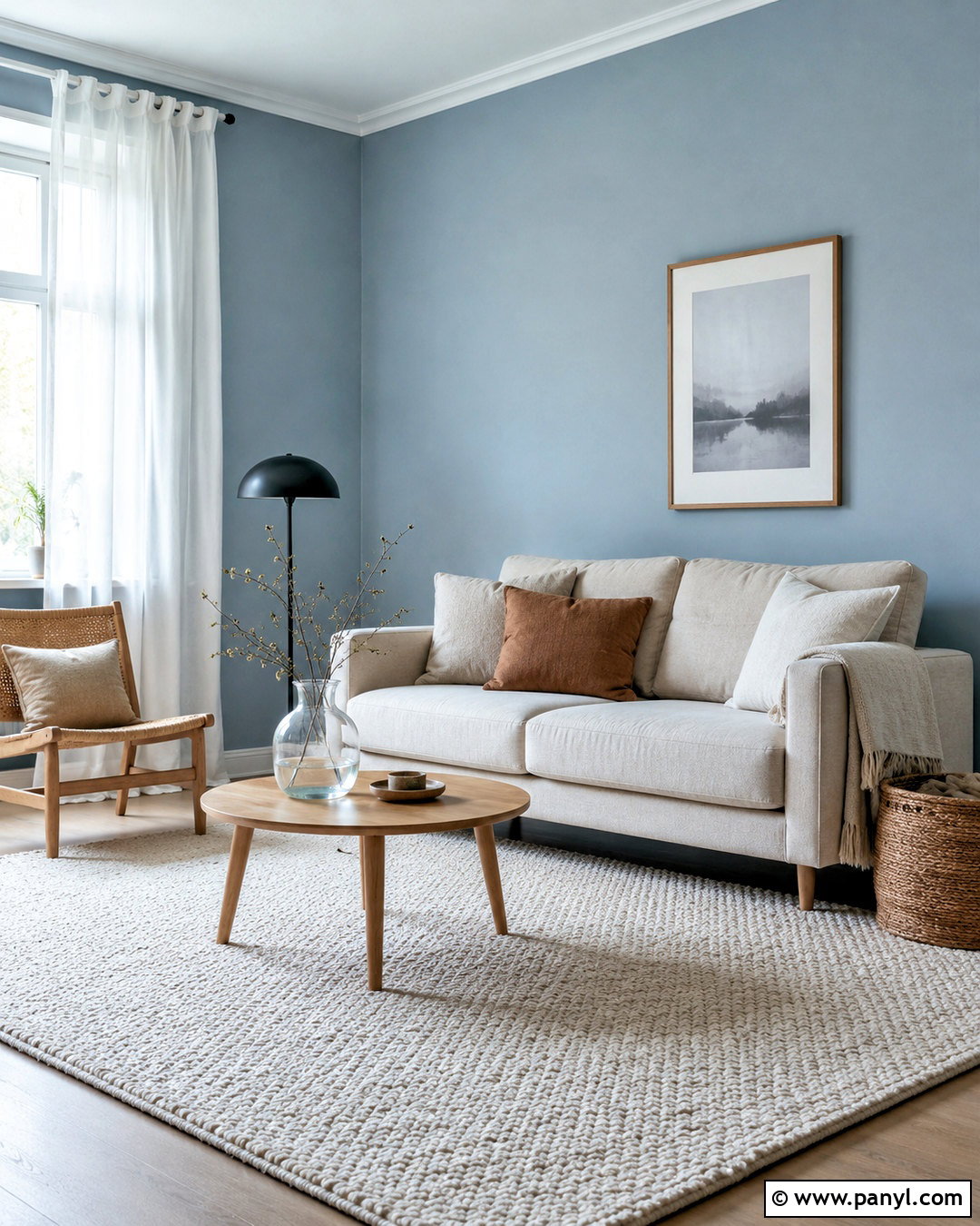 Light Blue Scandinavian Room With Light Brown Furniture - 20 light blue walls brown furniture ideas