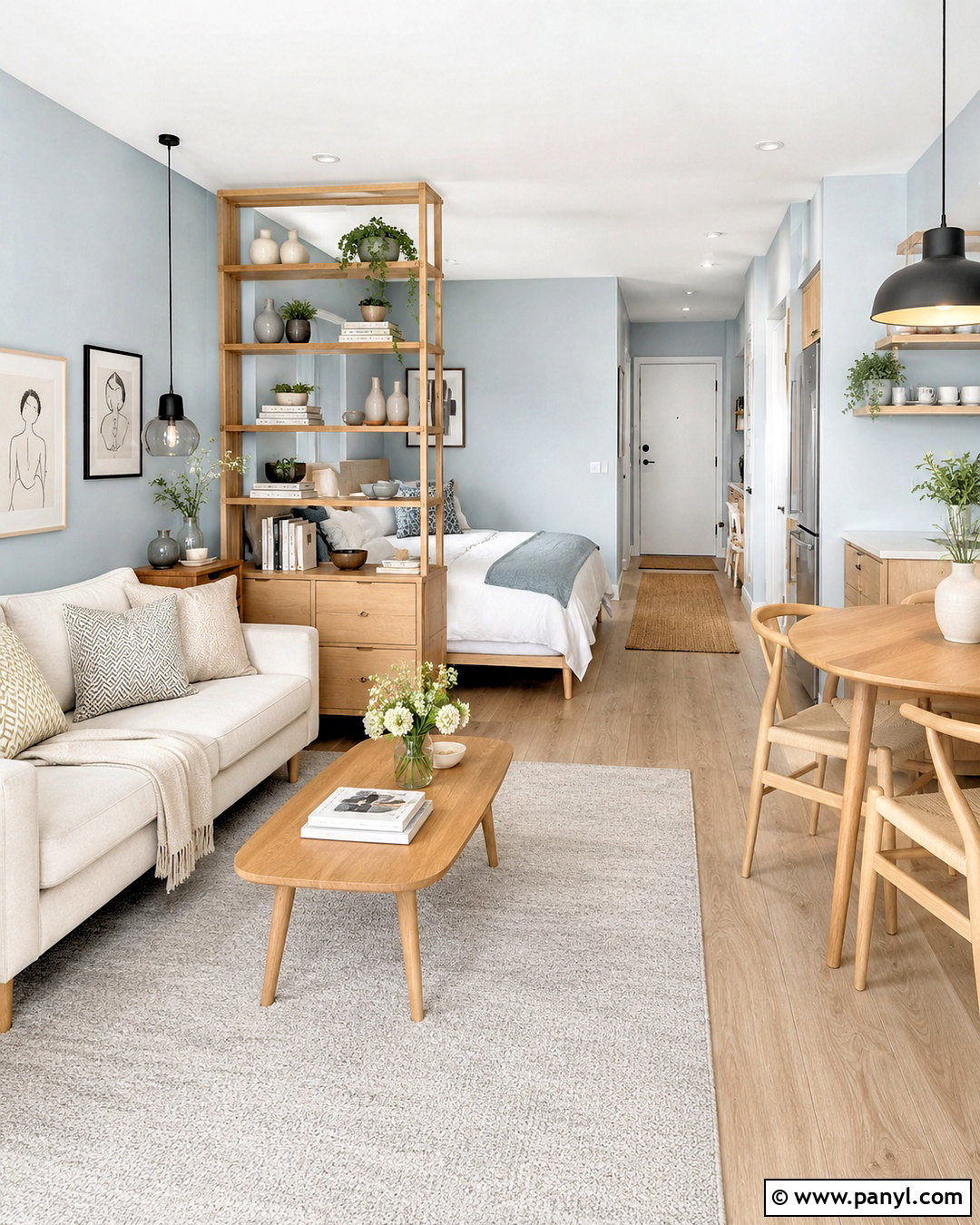 Light Blue Scandinavian Studio - 20 light blue interior design ideas