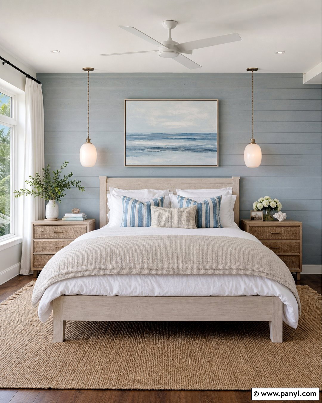 Light Blue Shiplap Coastal Bedroom - 20 Light Blue Shiplap Ideas