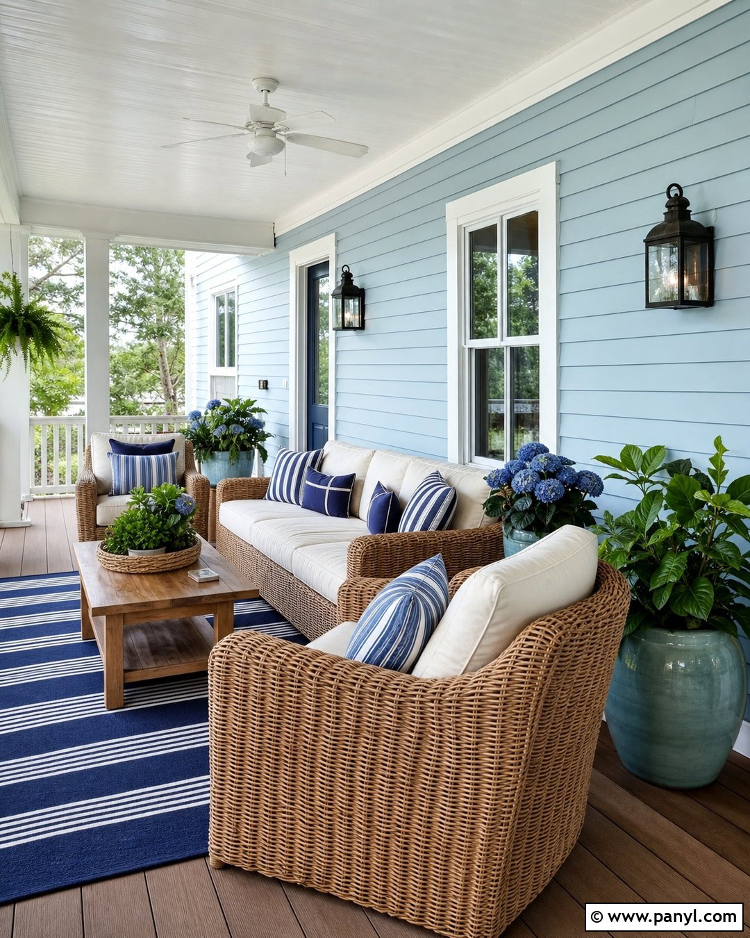 Light Blue Shiplap Covered Porch - 20 Light Blue Shiplap Ideas