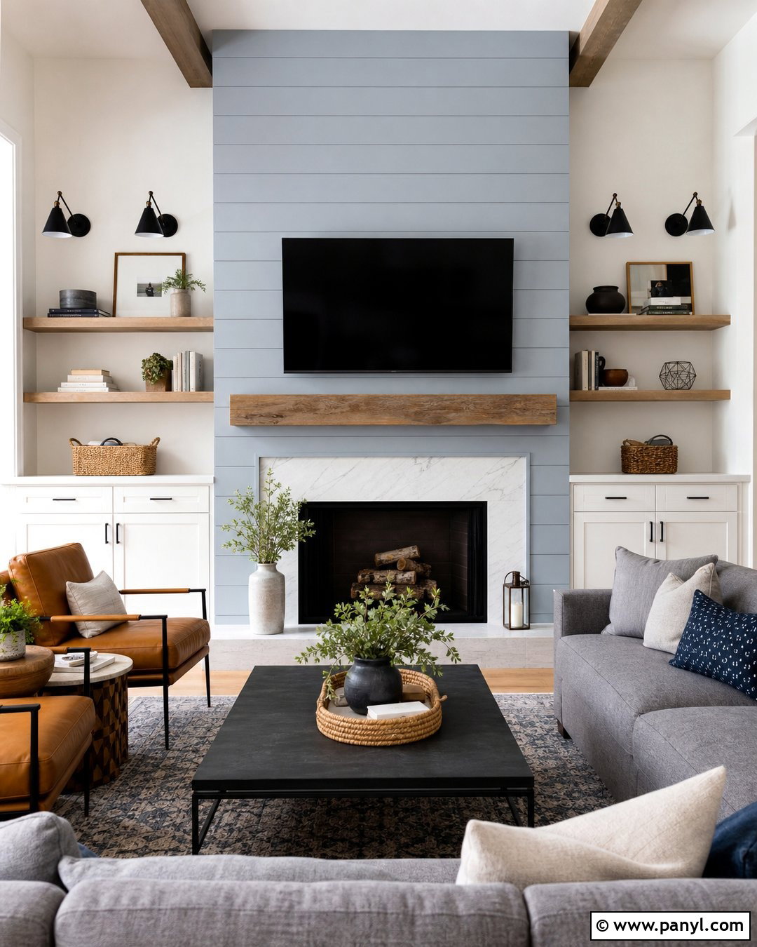 Light Blue Shiplap Fireplace - 20 Light Blue Shiplap Ideas