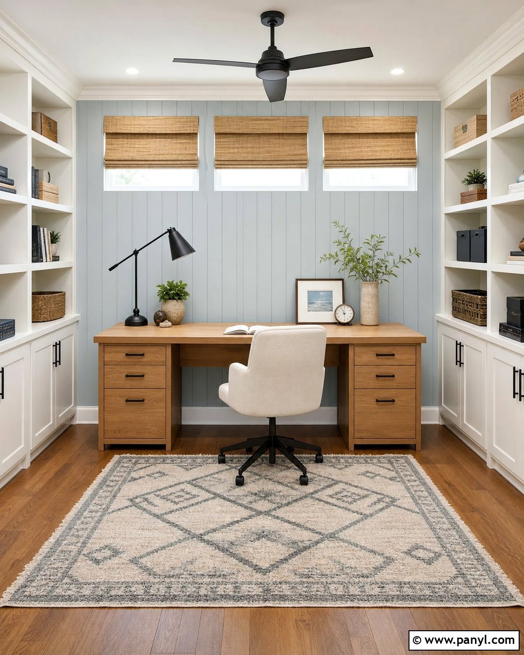 Light Blue Shiplap Home Office - 20 Light Blue Shiplap Ideas