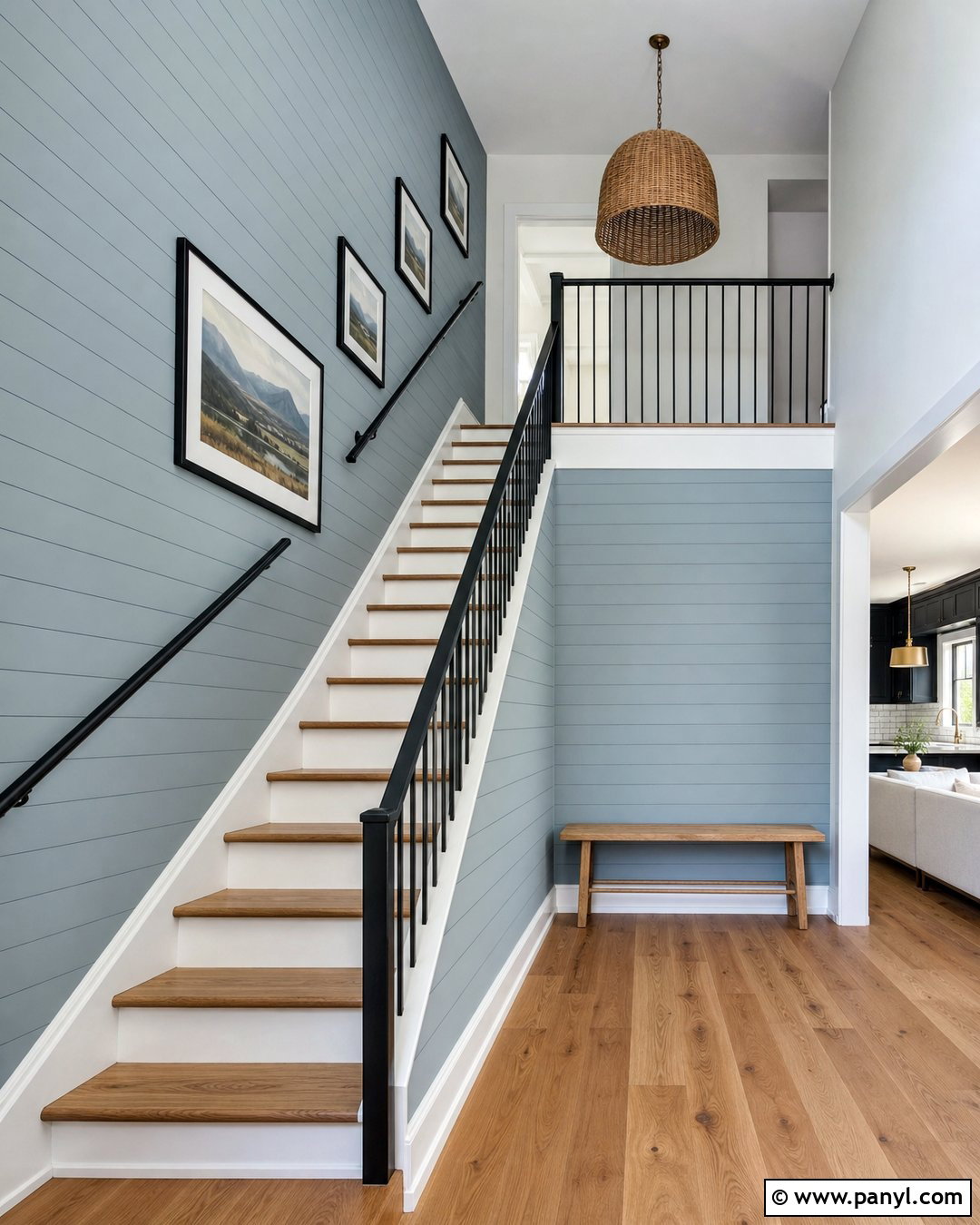 Light Blue Shiplap Staircase Wall - 20 Light Blue Shiplap Ideas