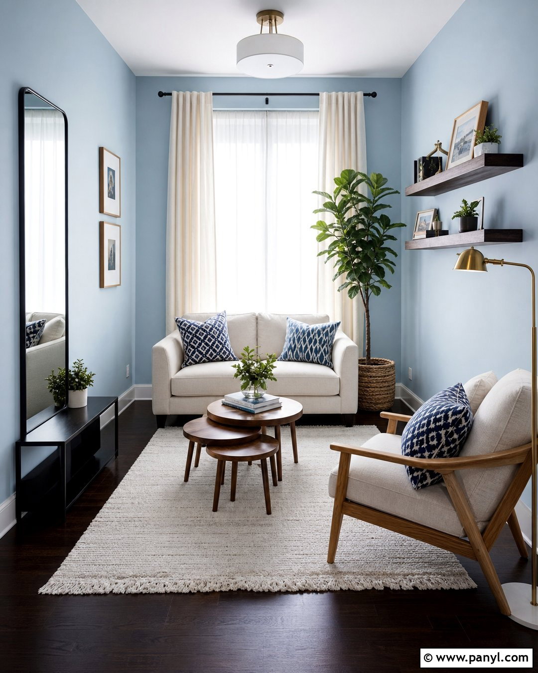 Light Blue Small Living Room With Dark Floors - 20 Light Blue Walls With Dark Floors