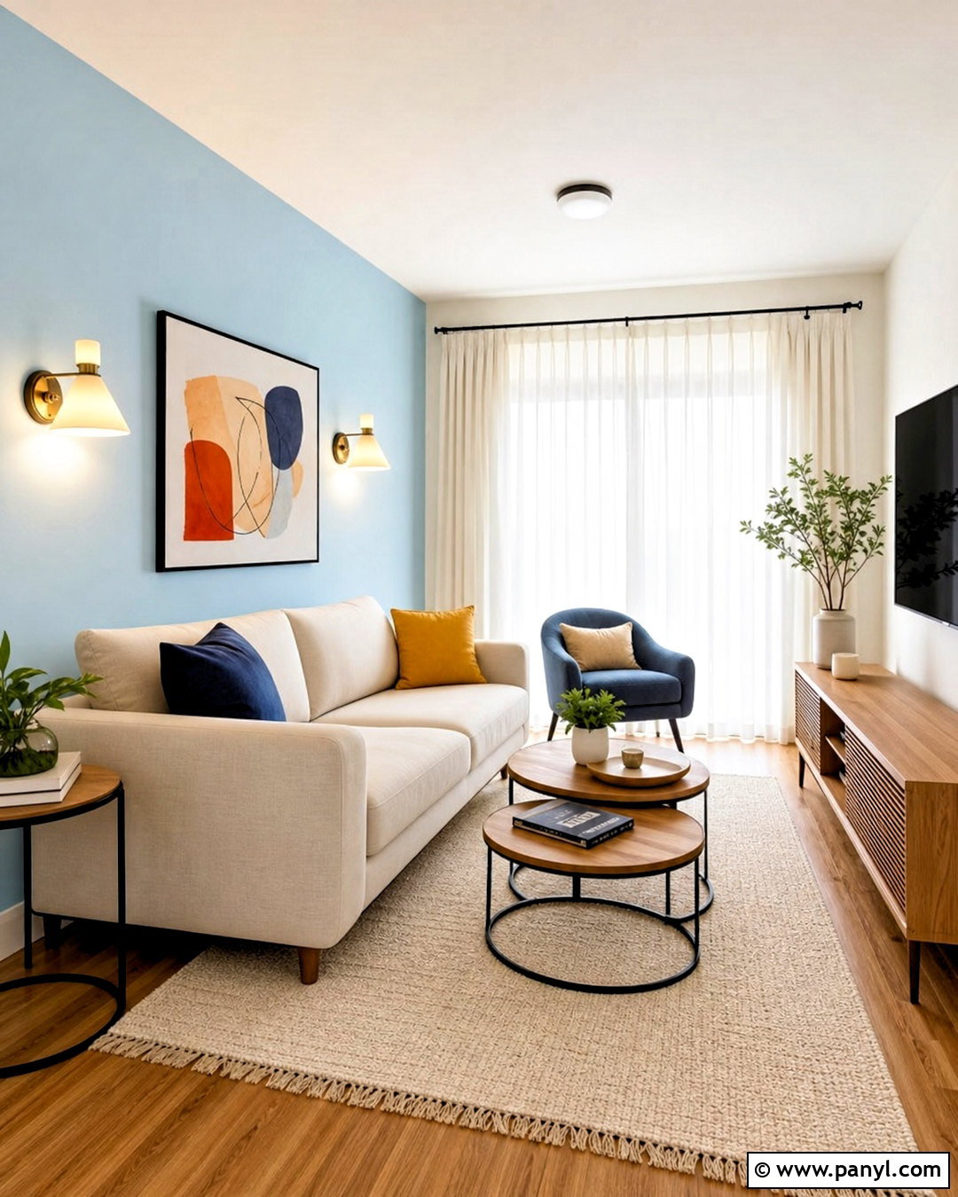Light Blue Small Living Room - 20 light blue accent wall living room ideas