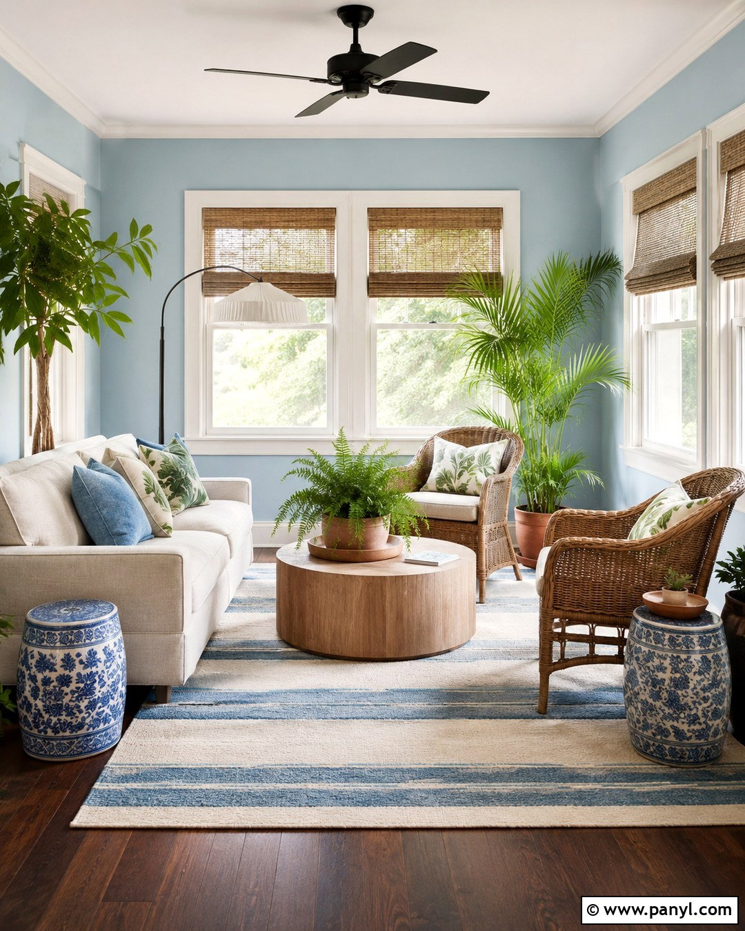 Light Blue Sunroom With Dark Wood Floors - 20 Light Blue Walls Dark Wood Floor Ideas