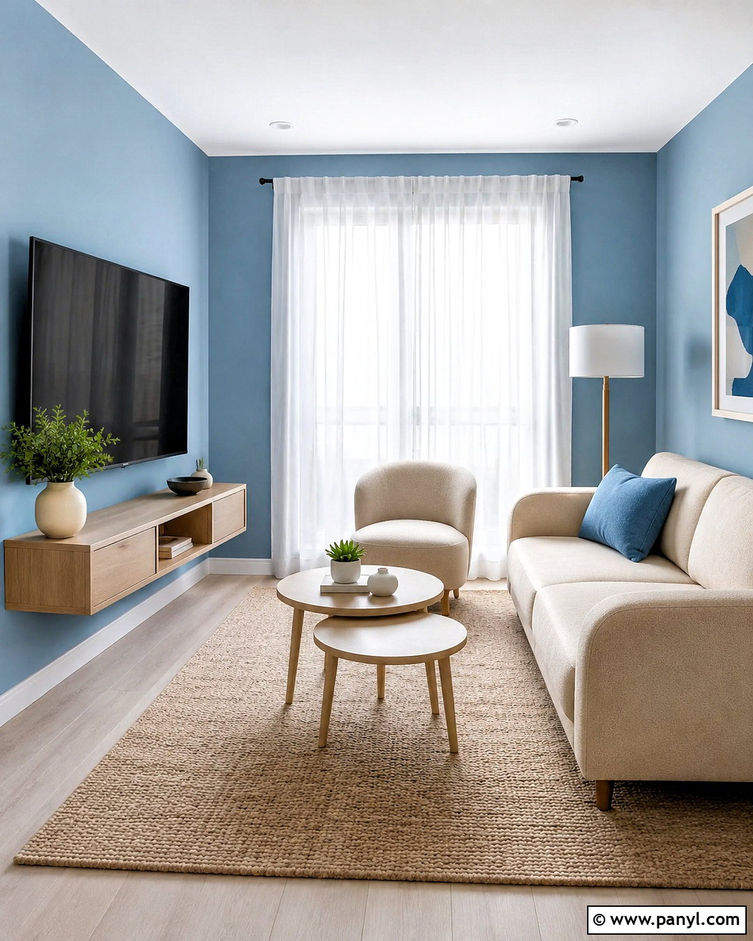 Light Blue TV Wall For Small Living Room - 20 blue tv wall ideas
