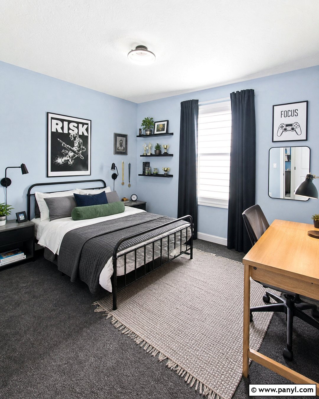 Light Blue Teen Bedroom With Grey Carpet - 20 Light Blue Walls Grey Carpet Ideas