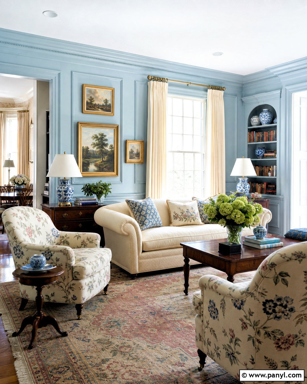 Light Blue Traditional Living Room - 20 light blue interior ideas