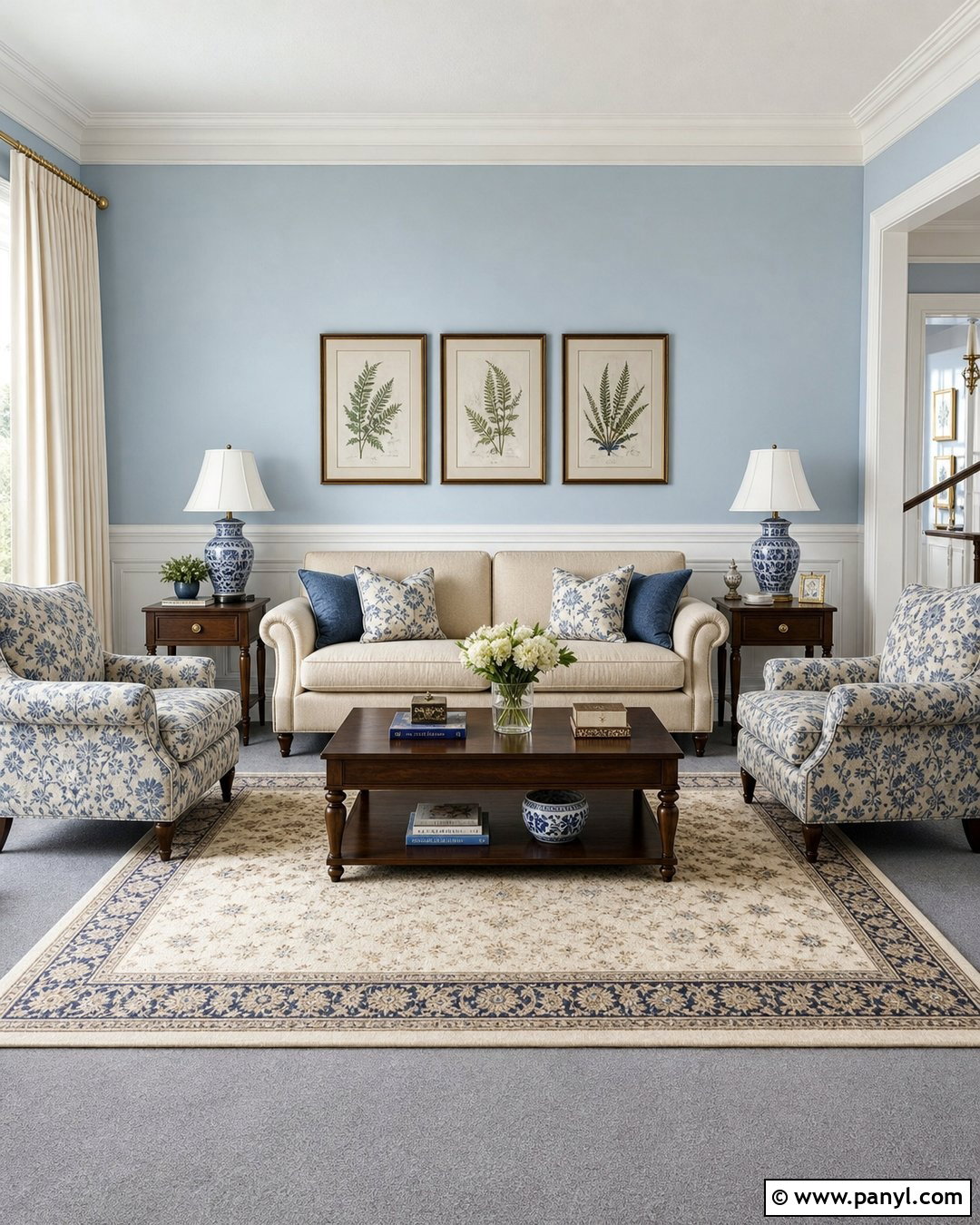 Light Blue Traditional Room With Grey Carpet - 20 Light Blue Walls Grey Carpet Ideas