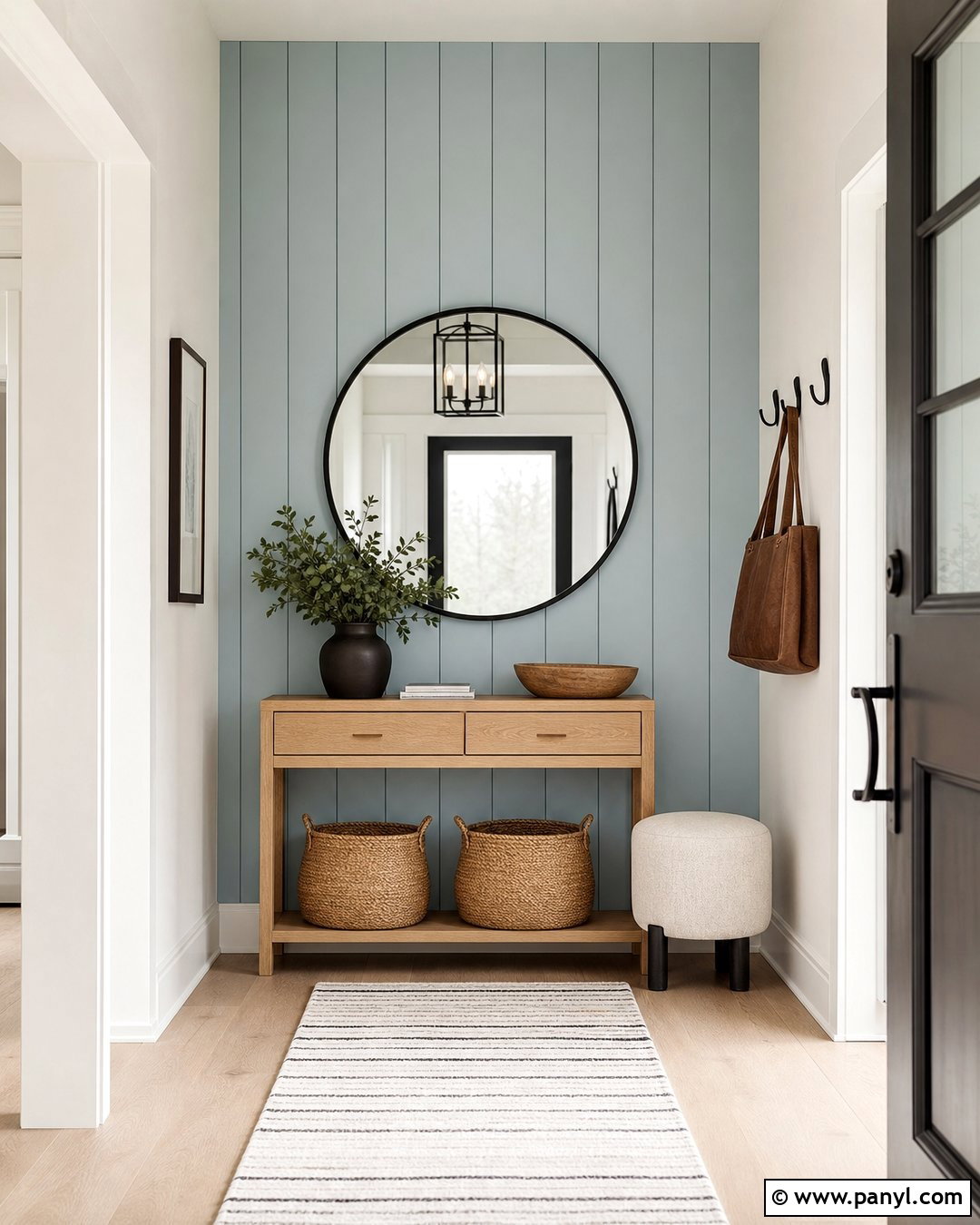 Light Blue Vertical Shiplap Entryway - 20 Light Blue Shiplap Ideas