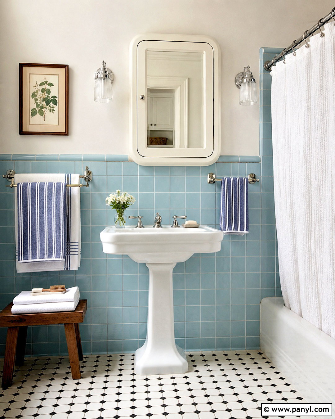 Light Blue Vintage Bathroom - 20 light blue rooms