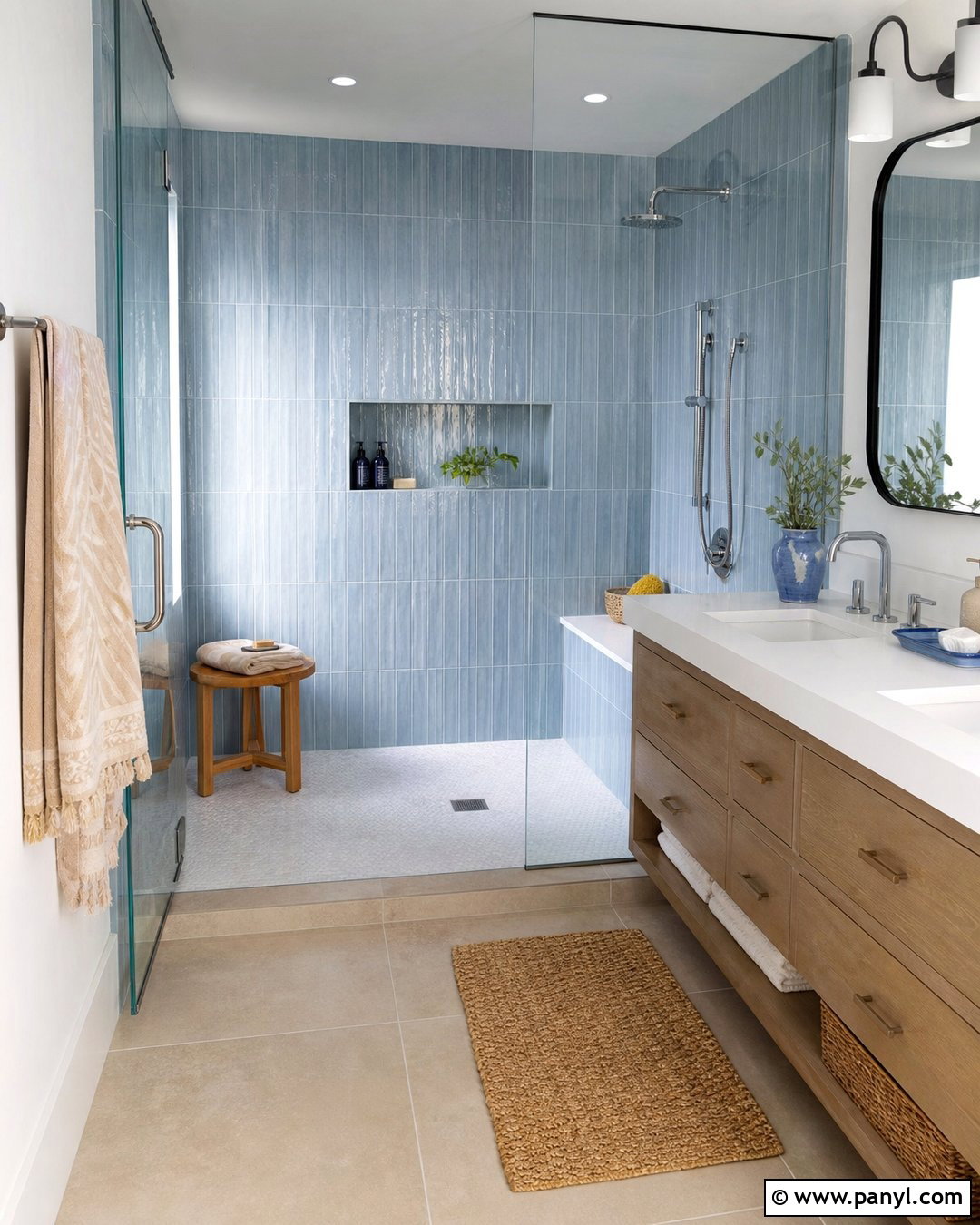 Light Blue Walk In Shower Bathroom - 20 Light Blue Color For Bathroom Ideas