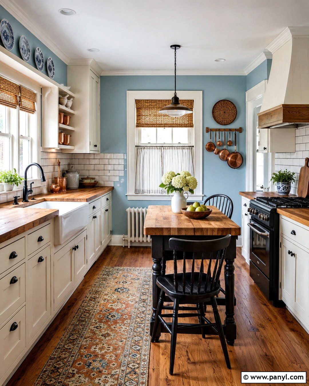 Light Blue Walls In A Farmhouse Kitchen - 20 Decorating With Light Blue Walls