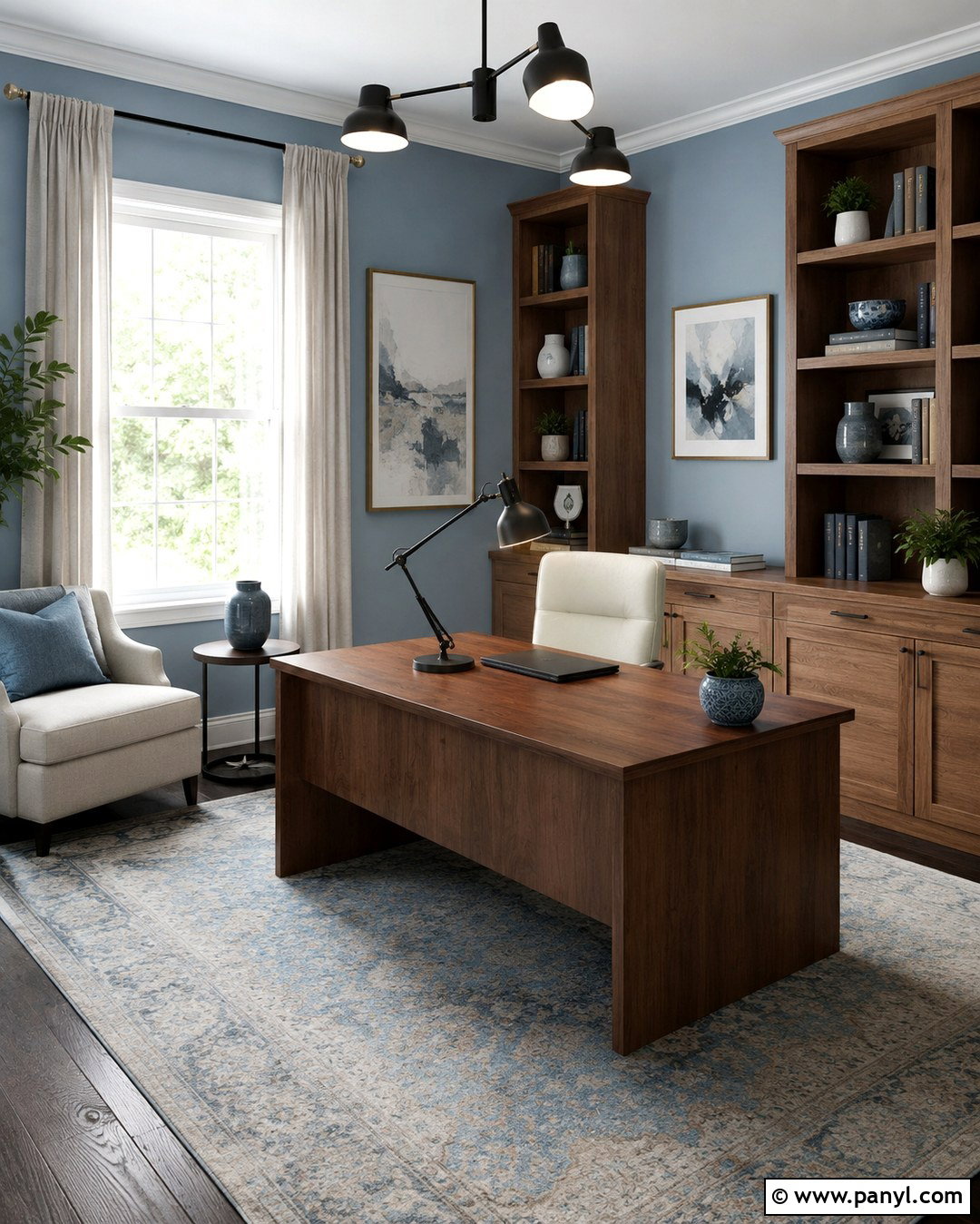 Light Blue Walls In A Home Office - 20 Decorating With Light Blue Walls