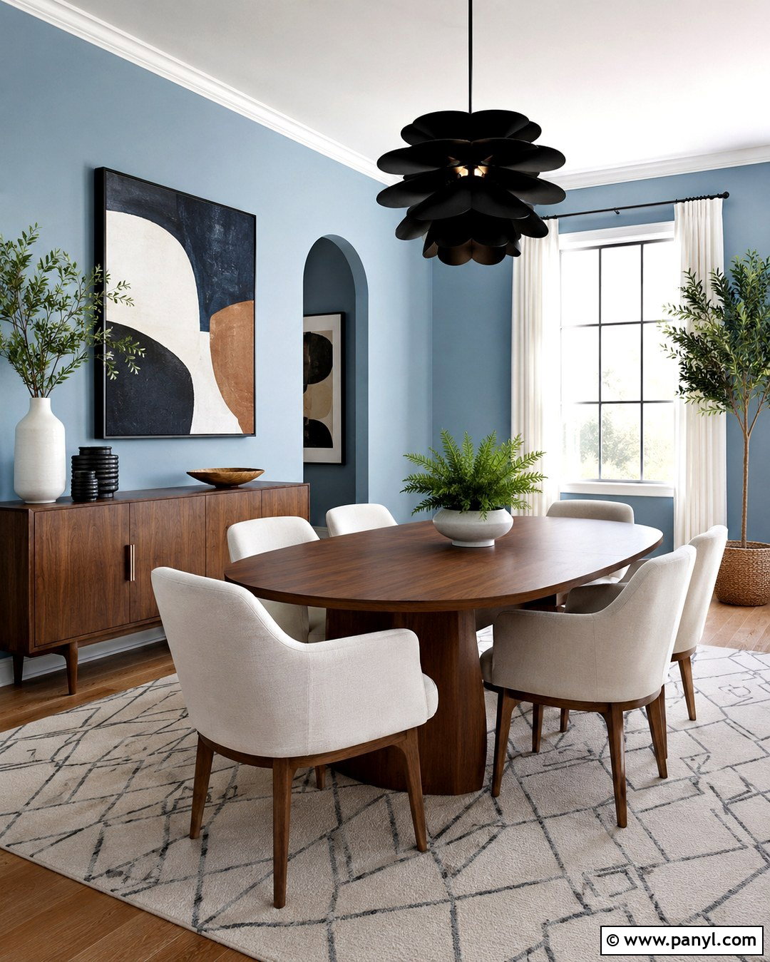 Light Blue Walls In A Modern Dining Room - 20 Decorating With Light Blue Walls