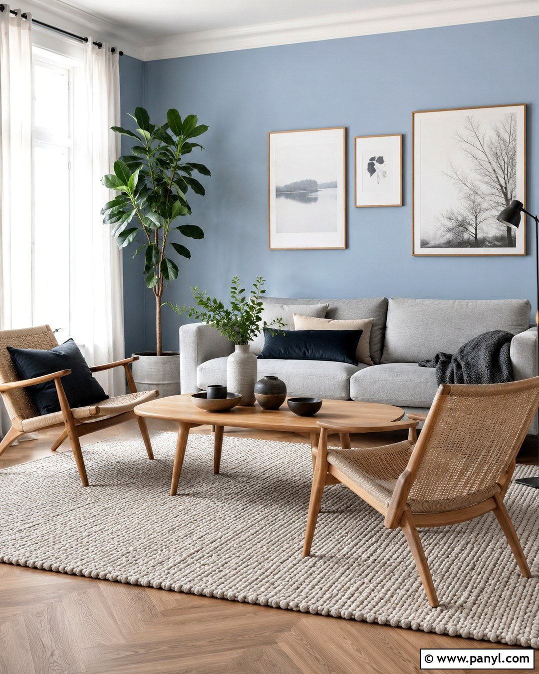 Light Blue Walls In A Scandinavian Living Room - 20 Decorating With Light Blue Walls