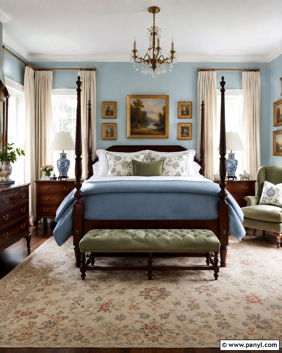 Light Blue Walls In A Traditional Bedroom - 20 Decorating With Light Blue Walls