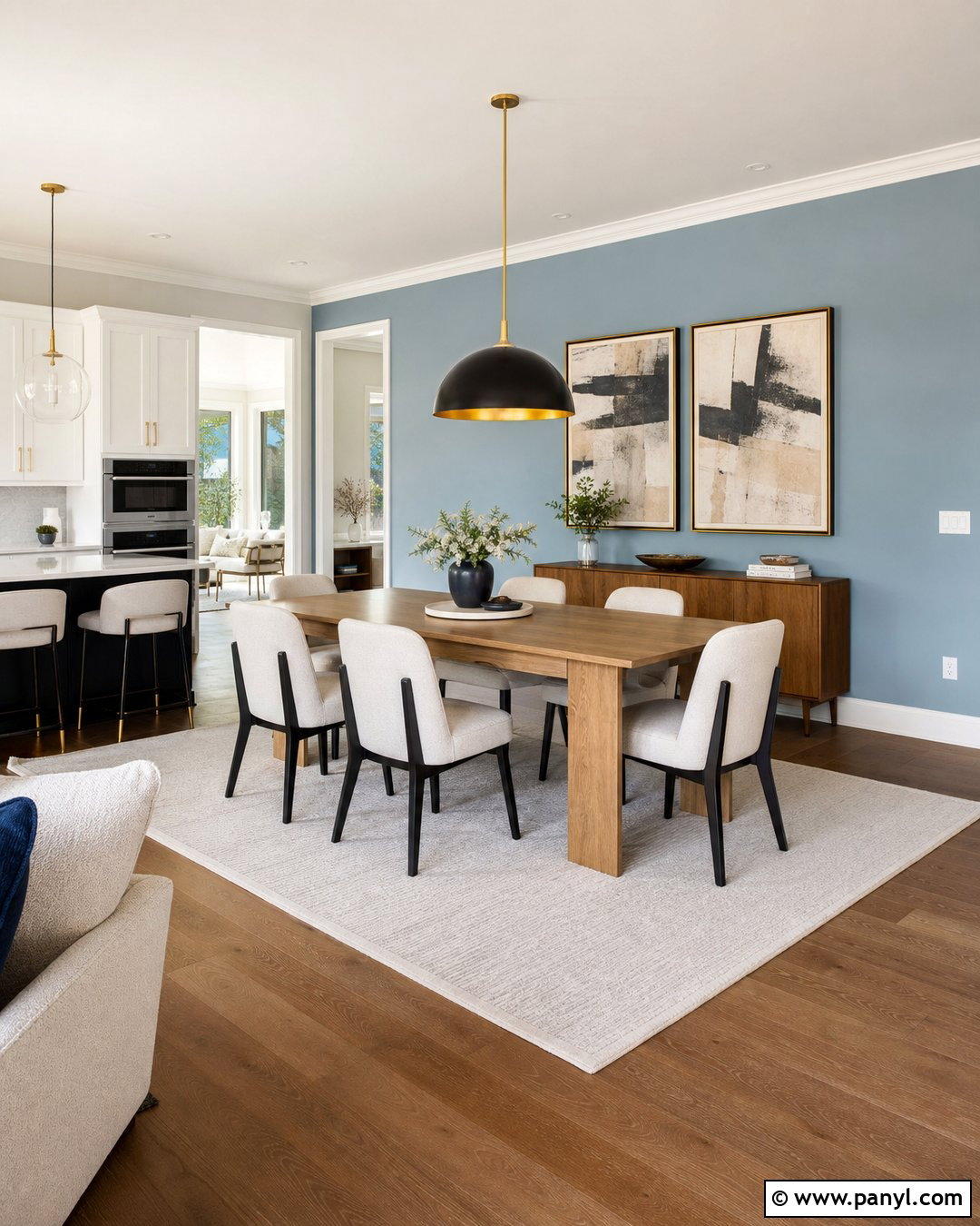 Light Blue Walls In Open Plan Dining Area - 20 Light Blue Wall Dining Area Ideas